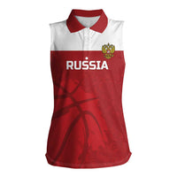 Russia Basketball Custom Women Sleeveless Polo Shirt Go Champion - Wonder Print Shop