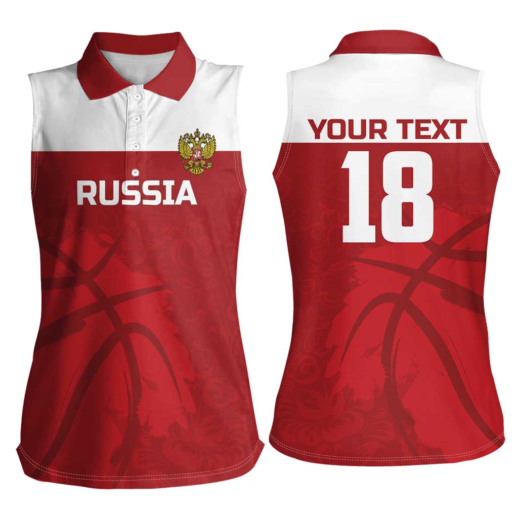 Russia Basketball Custom Women Sleeveless Polo Shirt Go Champion - Wonder Print Shop
