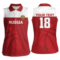Russia Basketball Custom Women Sleeveless Polo Shirt Go Champion - Wonder Print Shop