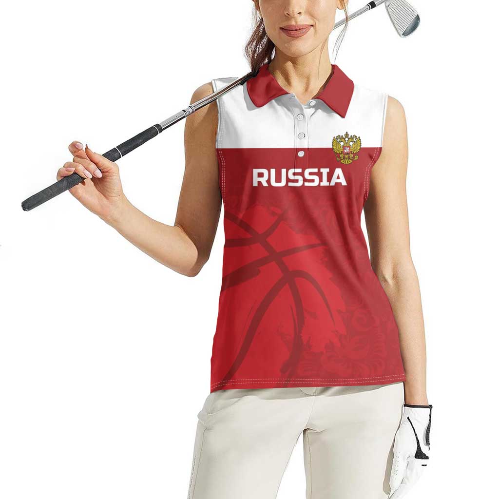 Russia Basketball Custom Women Sleeveless Polo Shirt Go Champion - Wonder Print Shop