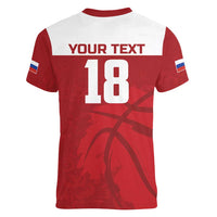 Russia Basketball Custom Women V-Neck T-Shirt Go Champion - Wonder Print Shop