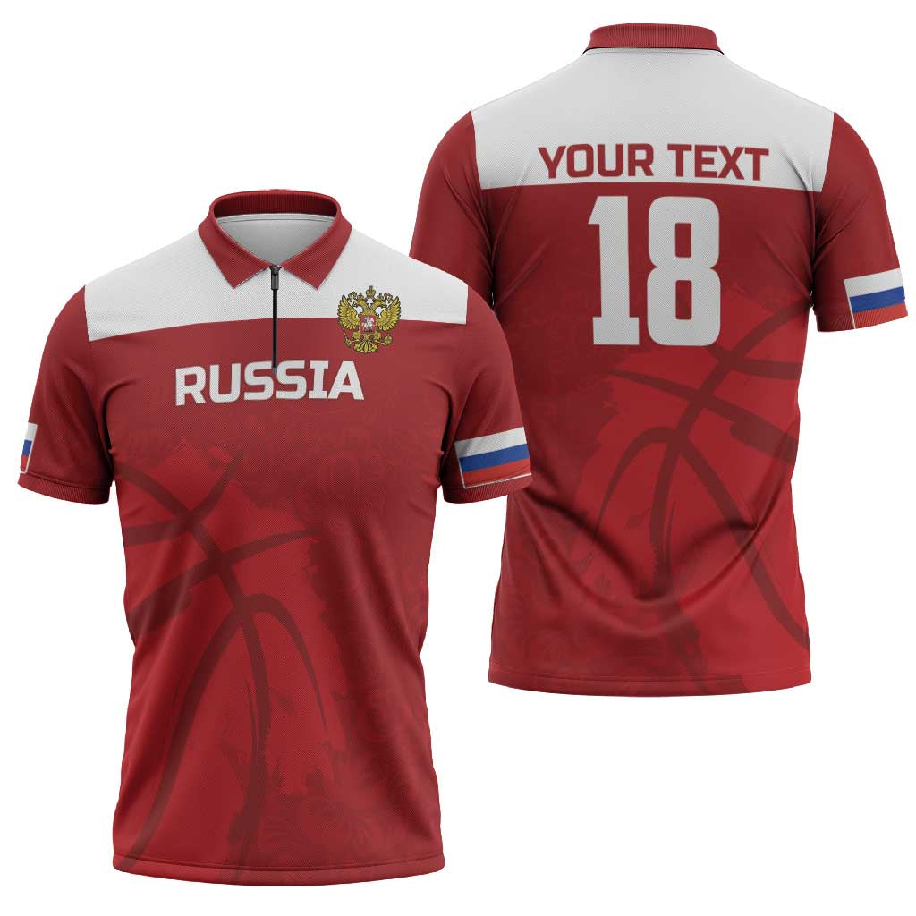 Russia Basketball Custom Zipper Polo Shirt Go Champion - Wonder Print Shop