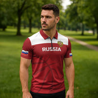 Russia Basketball Custom Zipper Polo Shirt Go Champion - Wonder Print Shop