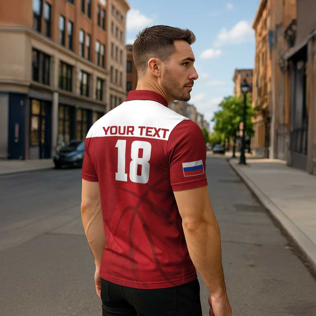 Russia Basketball Custom Zipper Polo Shirt Go Champion - Wonder Print Shop