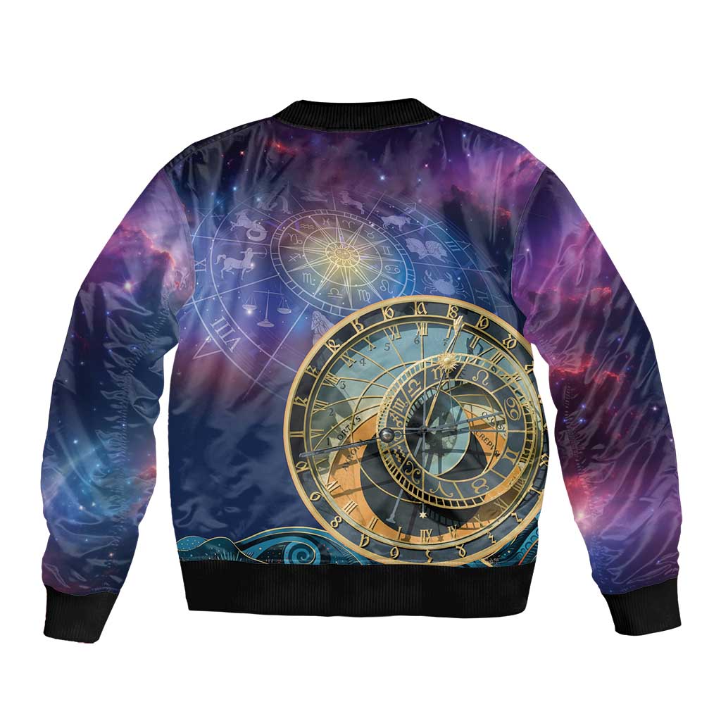 Czech Republic Astronomical Clock Bomber Jacket Zodiac Signs In Space - Wonder Print Shop