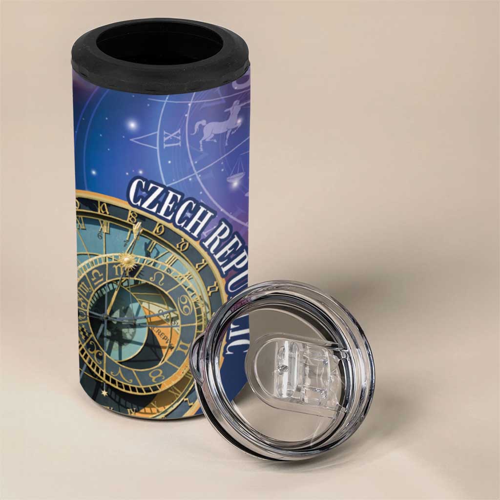 Czech Republic Astronomical Clock 4 in 1 Can Cooler Tumbler Zodiac Signs In Space - Wonder Print Shop