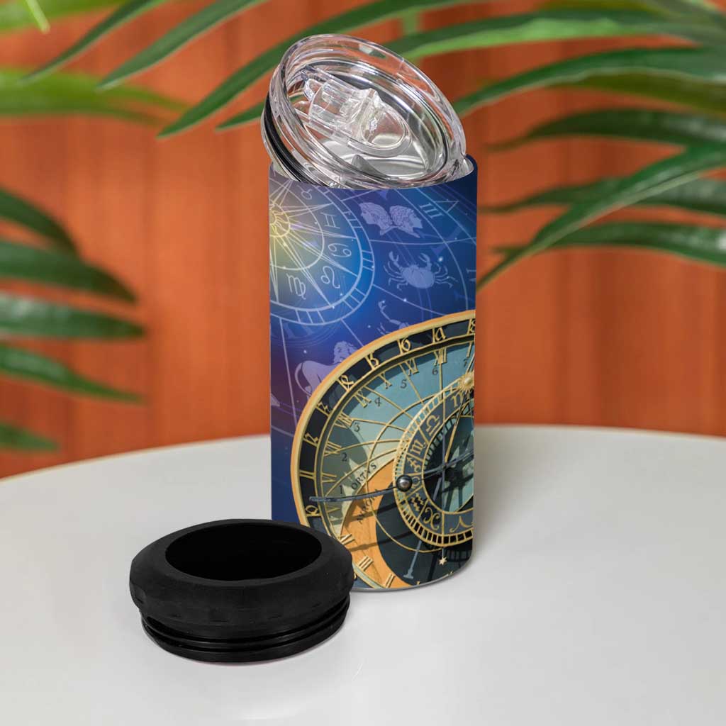 Czech Republic Astronomical Clock 4 in 1 Can Cooler Tumbler Zodiac Signs In Space - Wonder Print Shop