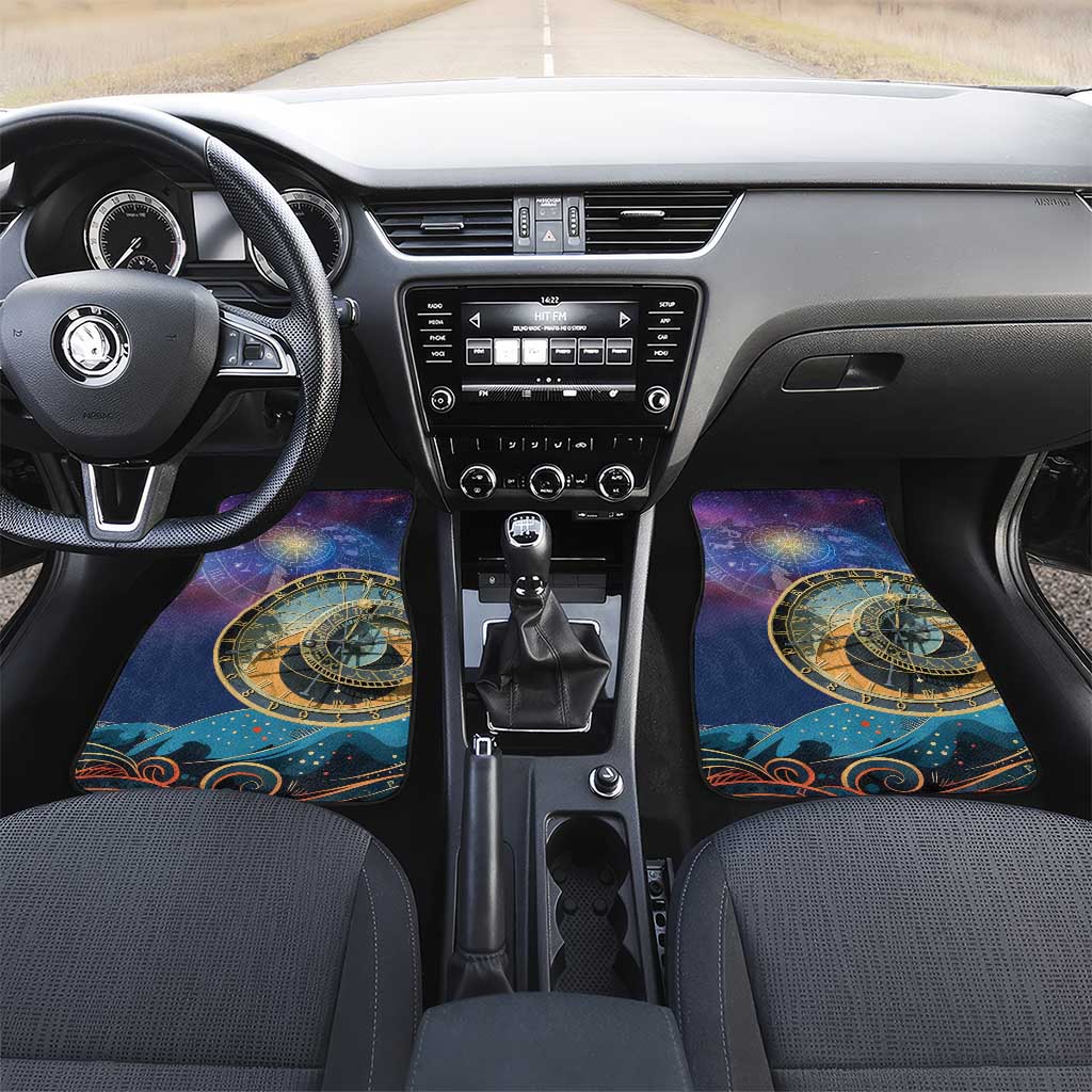 Czech Republic Astronomical Clock Car Mats Zodiac Signs In Space - Wonder Print Shop