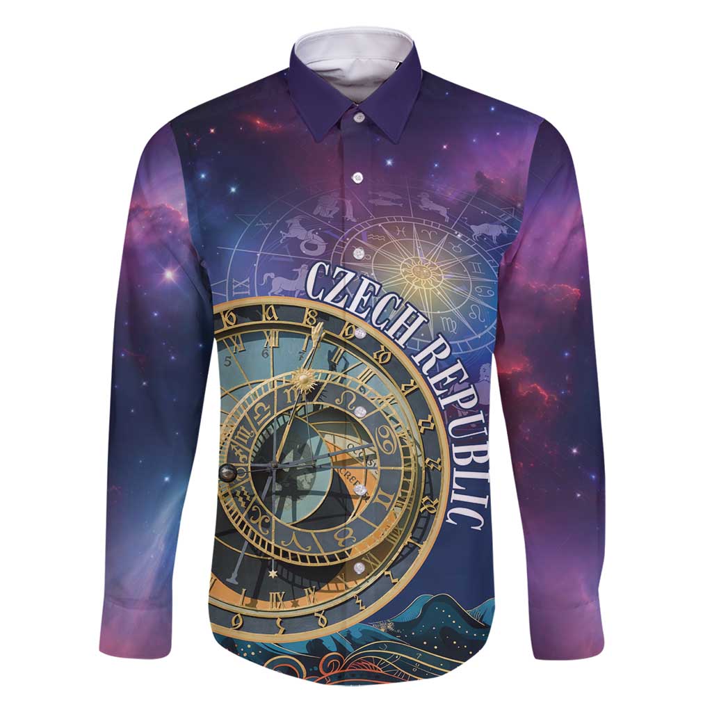 Czech Republic Astronomical Clock Family Matching Off Shoulder Maxi Dress and Hawaiian Shirt Zodiac Signs In Space - Wonder Print Shop