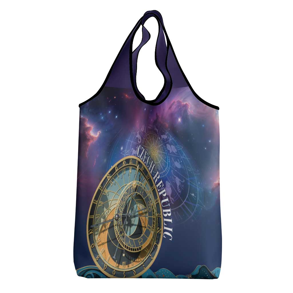 Czech Republic Astronomical Clock Grocery Bag Zodiac Signs In Space