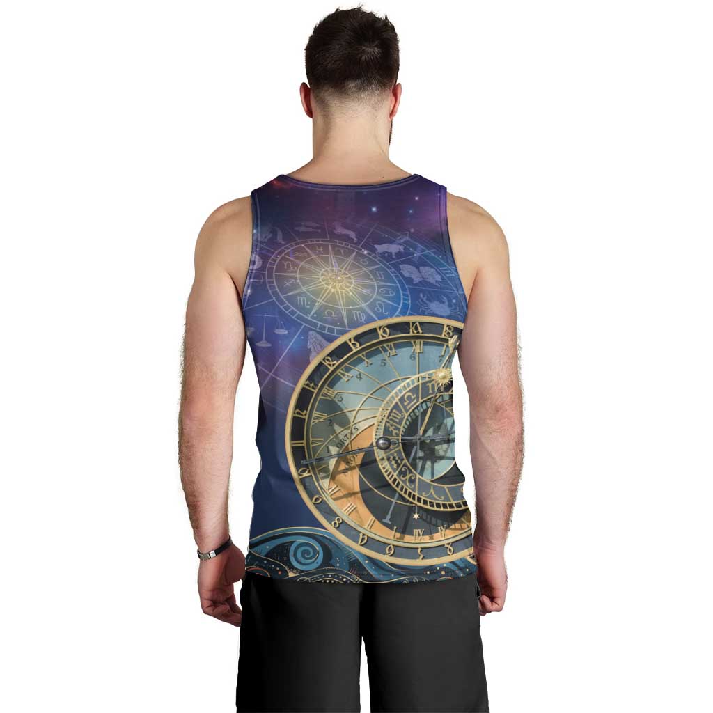 Czech Republic Astronomical Clock Men Tank Top Zodiac Signs In Space - Wonder Print Shop