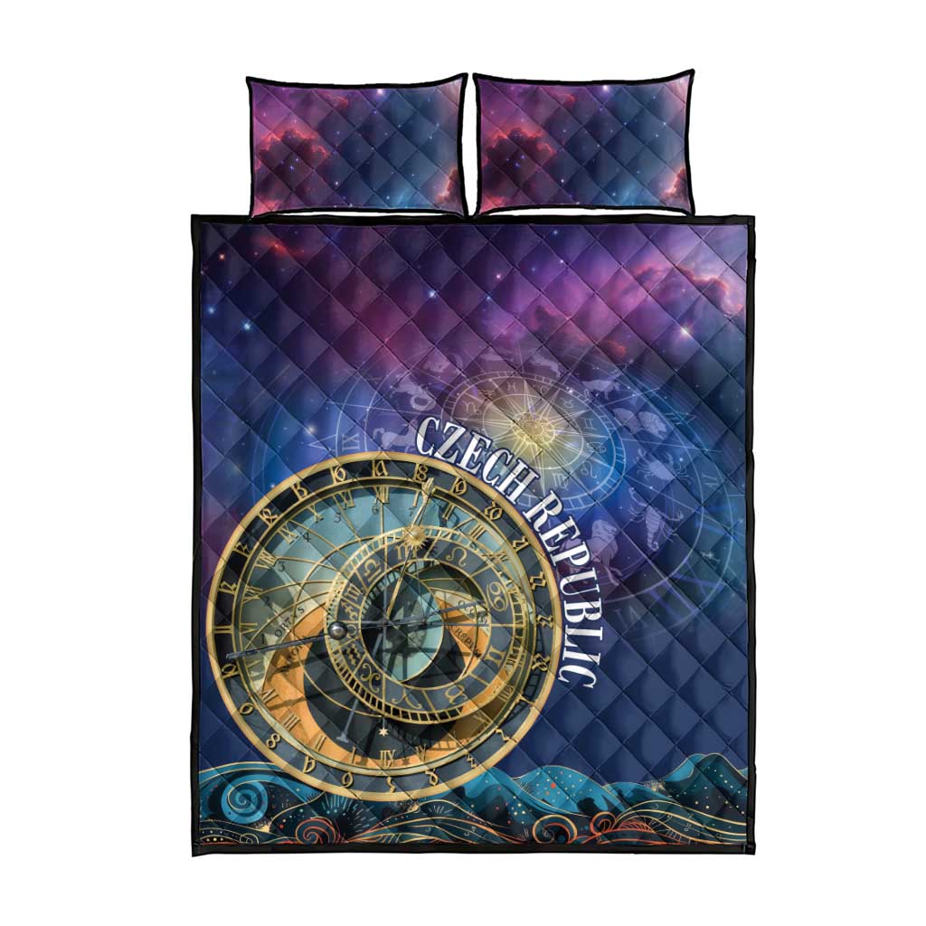 Czech Republic Astronomical Clock Quilt Bed Set Zodiac Signs In Space - Wonder Print Shop