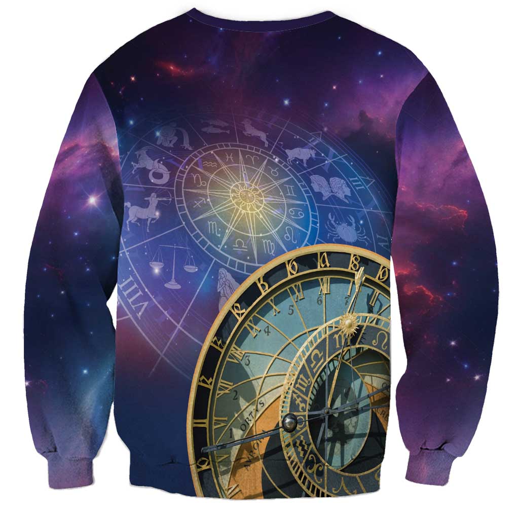 Czech Republic Astronomical Clock Sweatshirt Zodiac Signs In Space - Wonder Print Shop