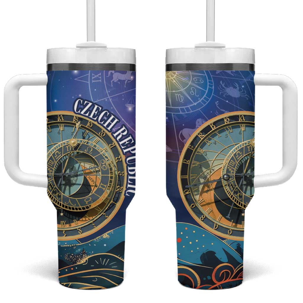 Czech Republic Astronomical Clock Tumbler With Handle Zodiac Signs In Space - Wonder Print Shop