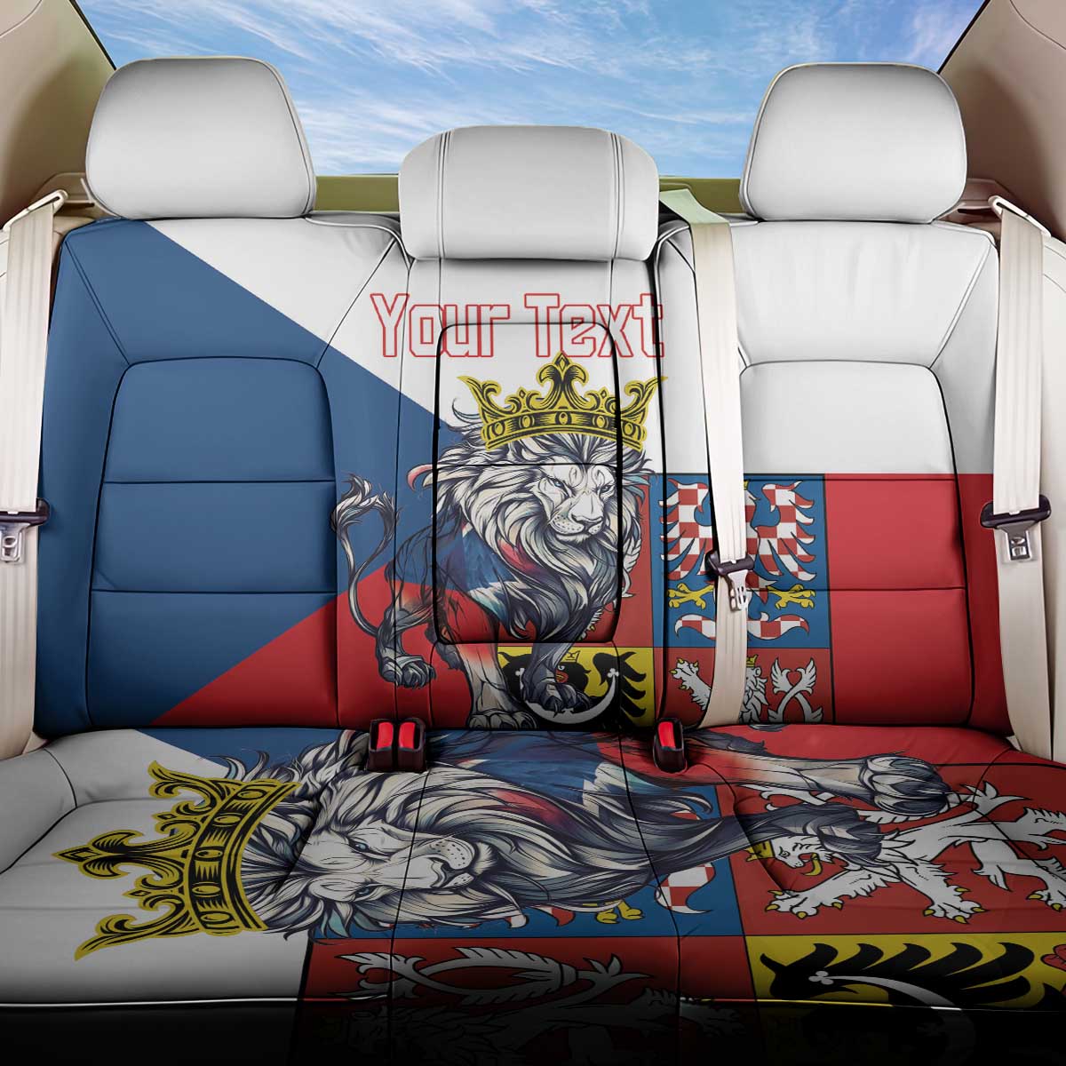 Personalized Czech Republic Restoration Day Back Car Seat Cover Double-Tailed Lion Truth Prevails - Wonder Print Shop