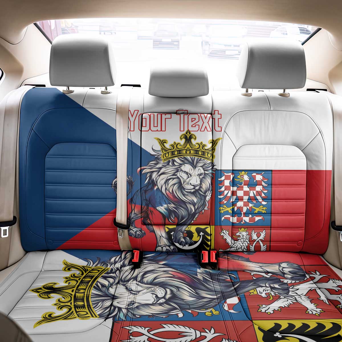 Personalized Czech Republic Restoration Day Back Car Seat Cover Double-Tailed Lion Truth Prevails - Wonder Print Shop
