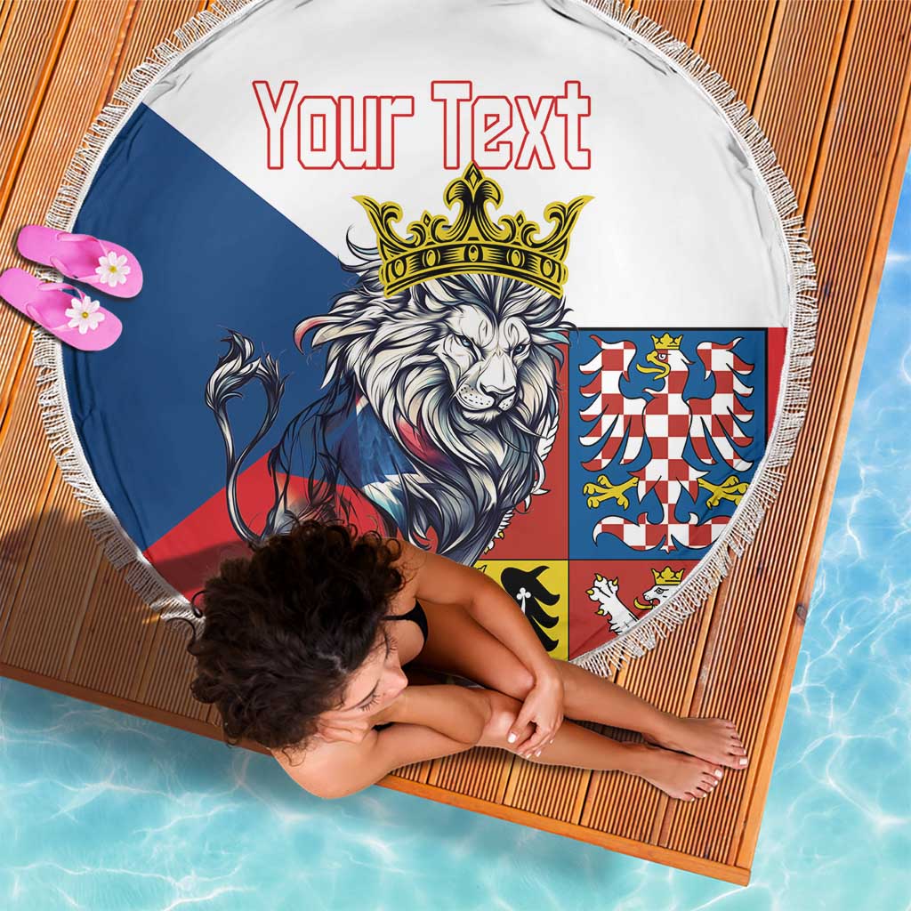 Personalized Czech Republic Restoration Day Beach Blanket Double-Tailed Lion Truth Prevails - Wonder Print Shop