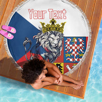 Personalized Czech Republic Restoration Day Beach Blanket Double-Tailed Lion Truth Prevails - Wonder Print Shop