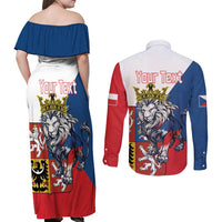 Personalized Czech Republic Restoration Day Couples Matching Off Shoulder Maxi Dress and Long Sleeve Button Shirt Double-Tailed Lion Truth Prevails - Wonder Print Shop