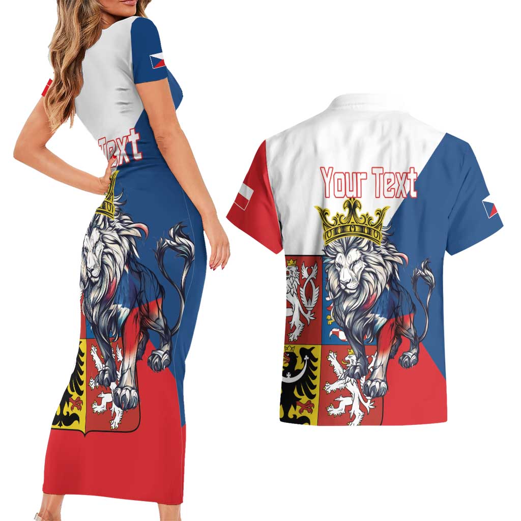 Personalized Czech Republic Restoration Day Couples Matching Short Sleeve Bodycon Dress and Hawaiian Shirt Double-Tailed Lion Truth Prevails - Wonder Print Shop