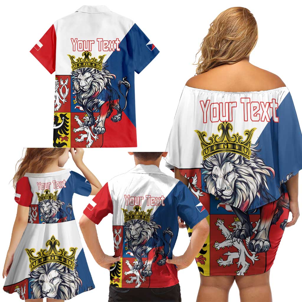 Personalized Czech Republic Restoration Day Family Matching Off Shoulder Short Dress and Hawaiian Shirt Double-Tailed Lion Truth Prevails - Wonder Print Shop