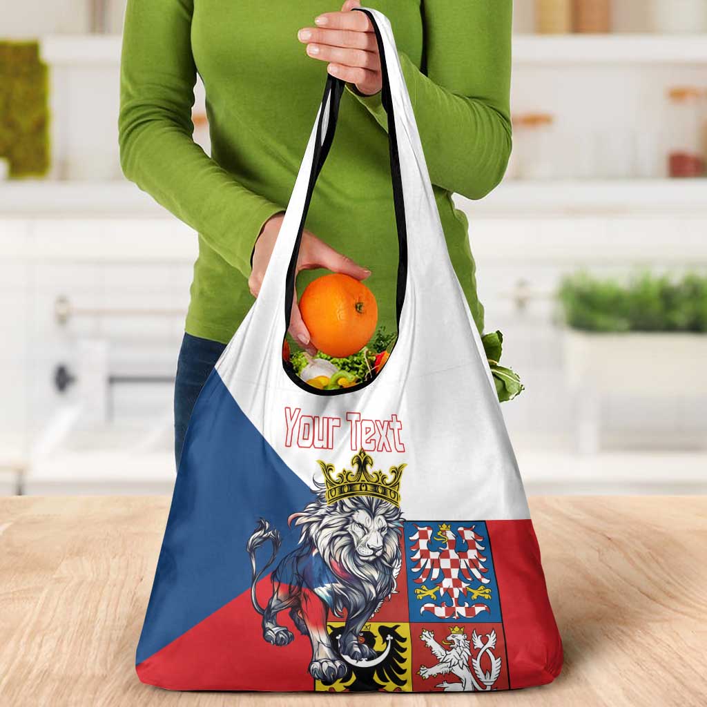 Personalized Czech Republic Restoration Day Grocery Bag Double-Tailed Lion Truth Prevails