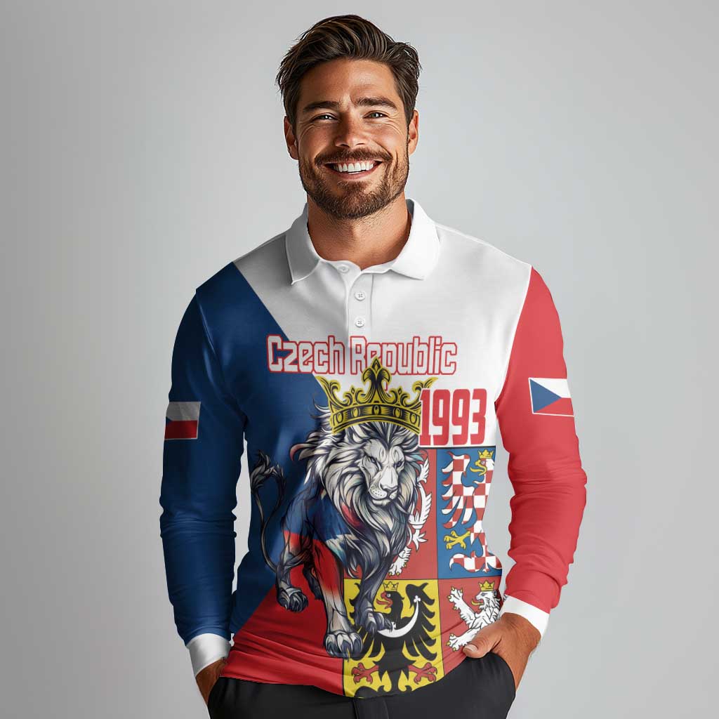 Personalized Czech Republic Restoration Day Long Sleeve Polo Shirt Double-Tailed Lion Truth Prevails - Wonder Print Shop
