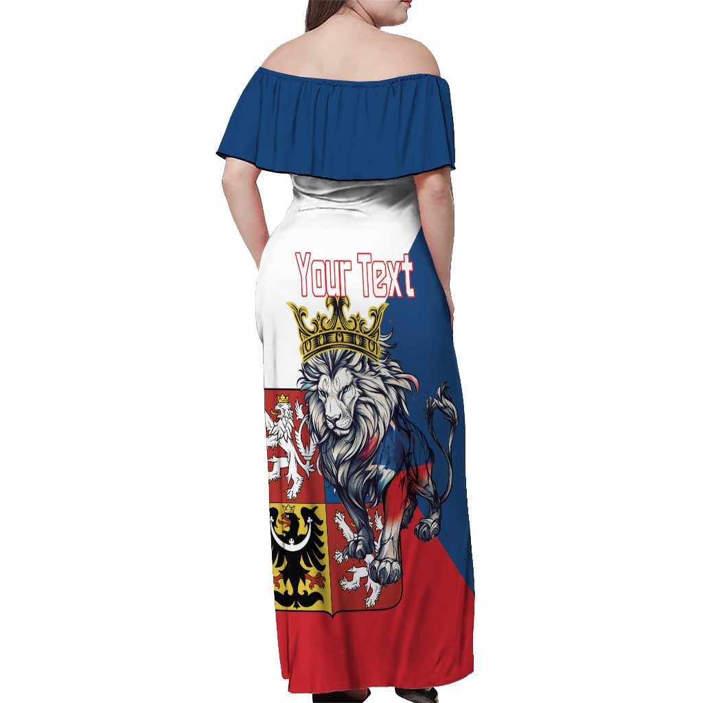 Personalized Czech Republic Restoration Day Off Shoulder Maxi Dress Double-Tailed Lion Truth Prevails - Wonder Print Shop