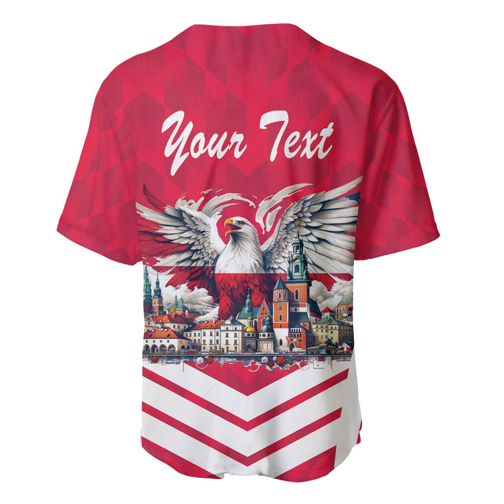 Personalized Poland White-Tailed Eagle Baseball Jersey Poznan City Flag Style - Wonder Print Shop