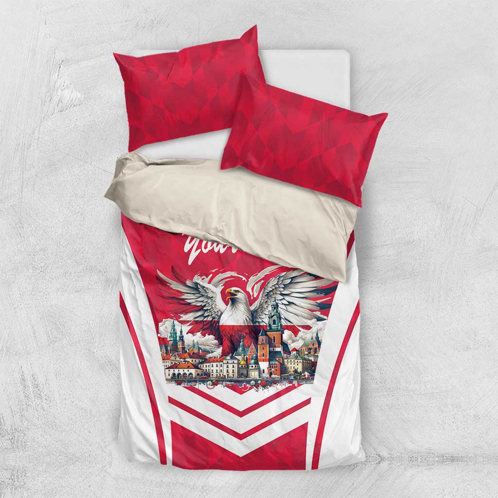 Personalized Poland White-Tailed Eagle Bedding Set Poznan City Flag Style - Wonder Print Shop