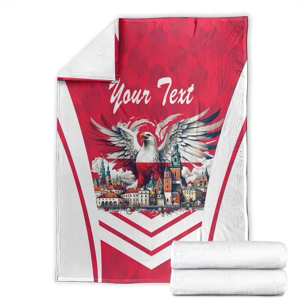 Personalized Poland White-Tailed Eagle Blanket Poznan City Flag Style