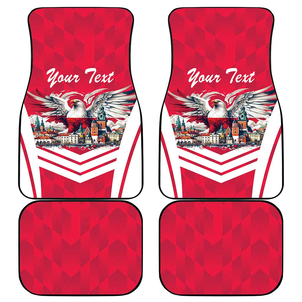 Personalized Poland White-Tailed Eagle Car Mats Poznan City Flag Style - Wonder Print Shop