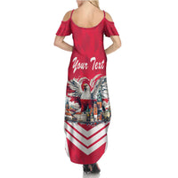 Personalized Poland White-Tailed Eagle Family Matching Summer Maxi Dress and Hawaiian Shirt Poznan City Flag Style - Wonder Print Shop