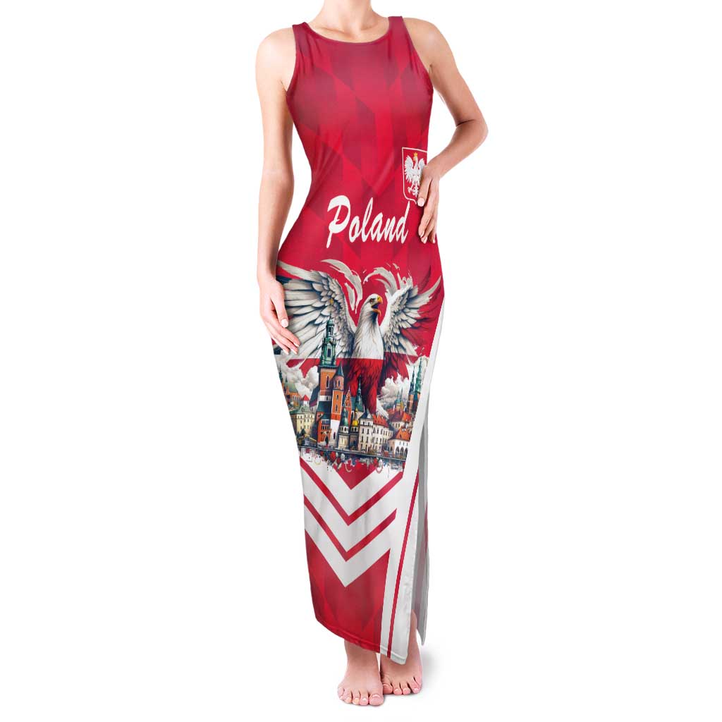 Personalized Poland White-Tailed Eagle Family Matching Tank Maxi Dress and Hawaiian Shirt Poznan City Flag Style - Wonder Print Shop