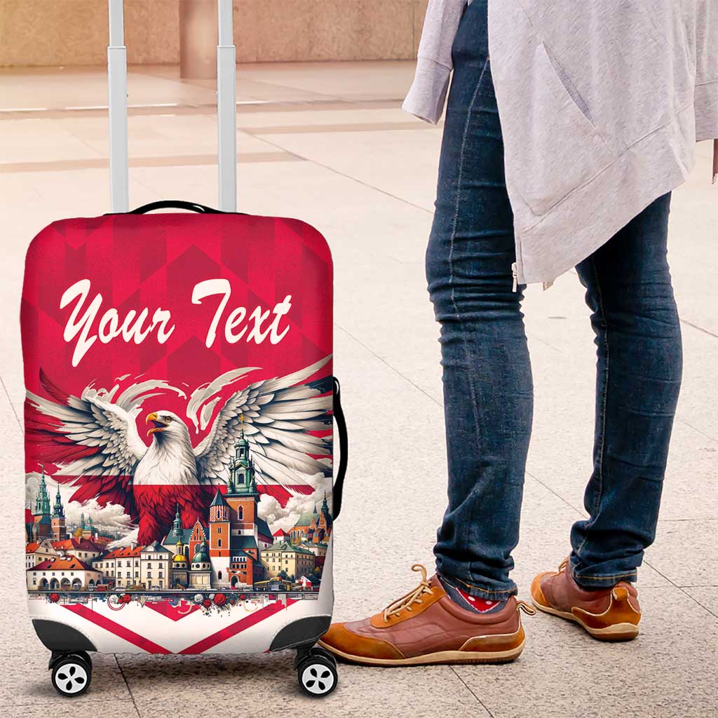 Personalized Poland White-Tailed Eagle Luggage Cover Poznan City Flag Style - Wonder Print Shop