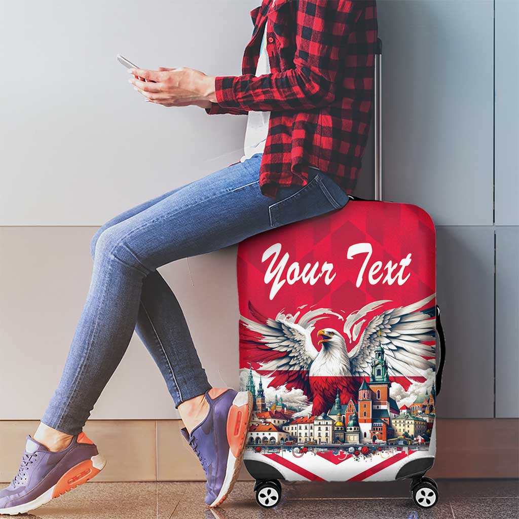 Personalized Poland White-Tailed Eagle Luggage Cover Poznan City Flag Style - Wonder Print Shop