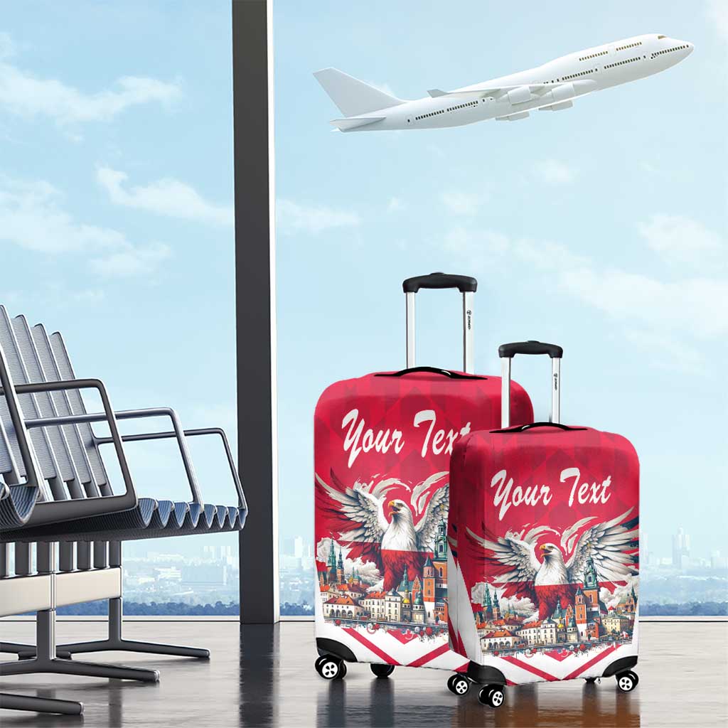 Personalized Poland White-Tailed Eagle Luggage Cover Poznan City Flag Style - Wonder Print Shop