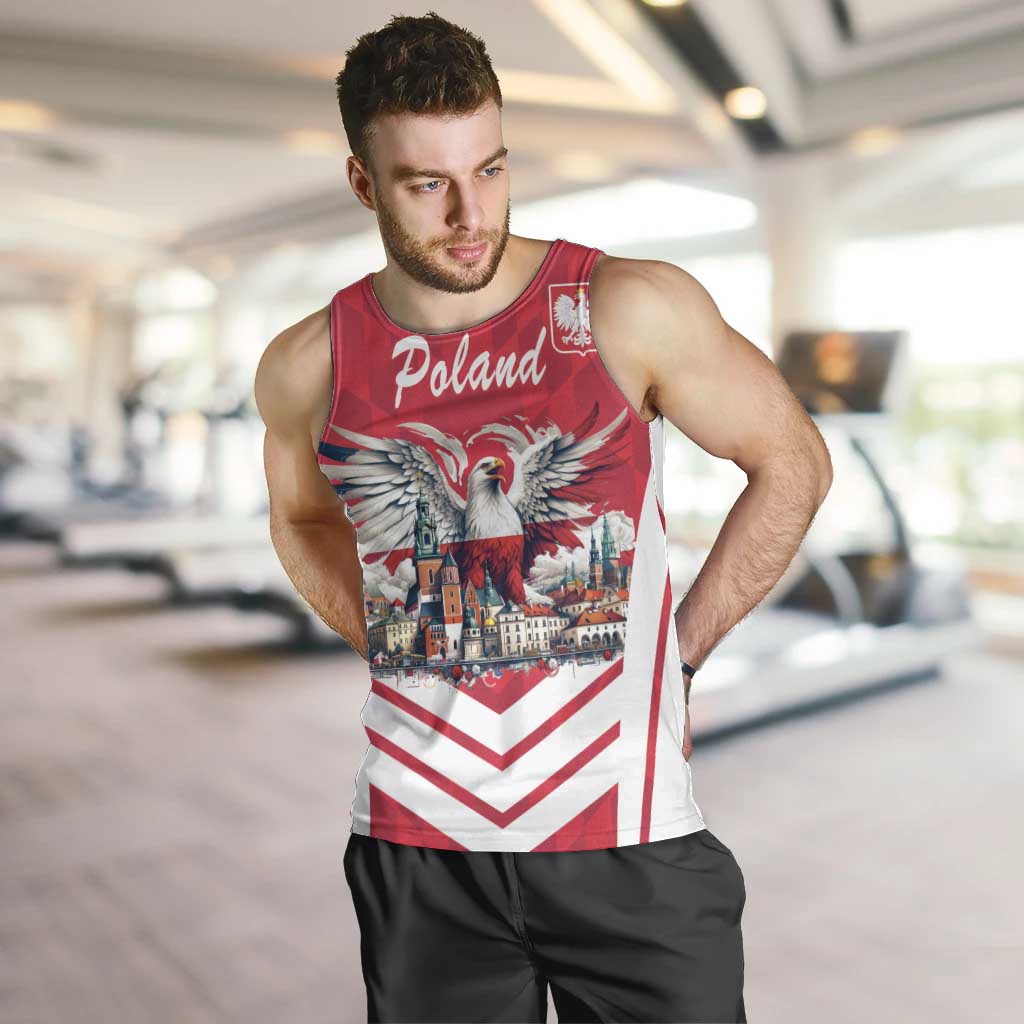 Personalized Poland White-Tailed Eagle Men Tank Top Poznan City Flag Style - Wonder Print Shop
