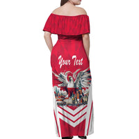 Personalized Poland White-Tailed Eagle Off Shoulder Maxi Dress Poznan City Flag Style - Wonder Print Shop