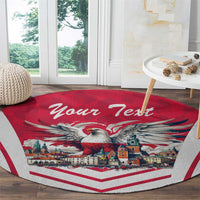 Personalized Poland White-Tailed Eagle Round Carpet Poznan City Flag Style