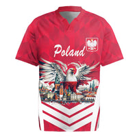Personalized Poland White-Tailed Eagle Rugby Jersey Poznan City Flag Style - Wonder Print Shop