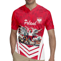 Personalized Poland White-Tailed Eagle Rugby Jersey Poznan City Flag Style - Wonder Print Shop