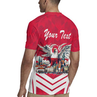 Personalized Poland White-Tailed Eagle Rugby Jersey Poznan City Flag Style - Wonder Print Shop