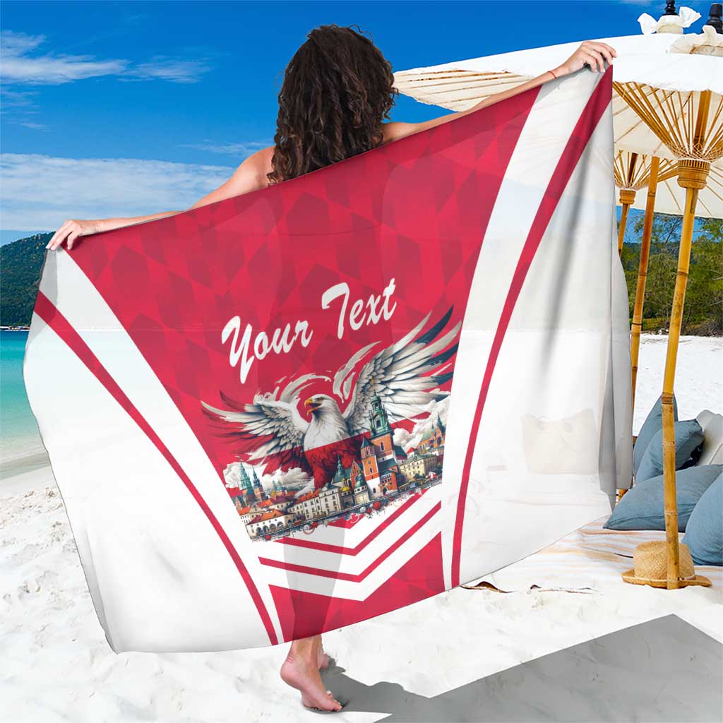 Personalized Poland White-Tailed Eagle Sarong Poznan City Flag Style - Wonder Print Shop