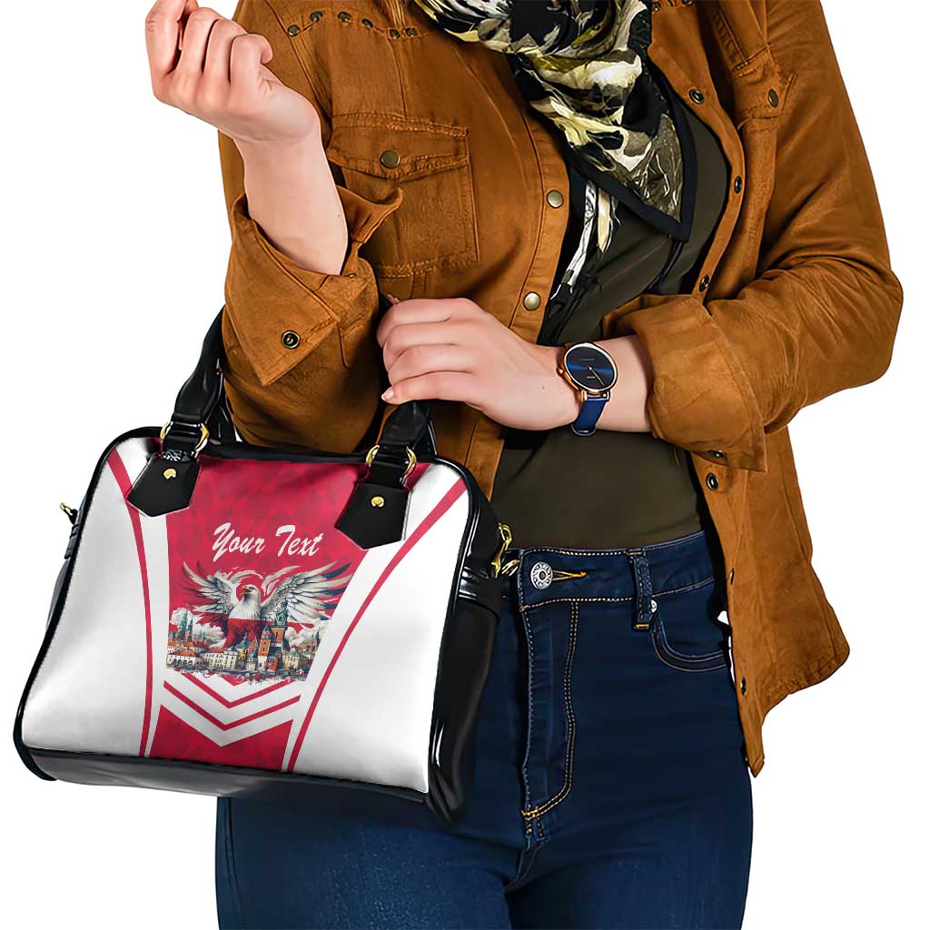 Personalized Poland White-Tailed Eagle Shoulder Handbag Poznan City Flag Style