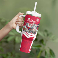 Personalized Poland White-Tailed Eagle Tumbler With Handle Poznan City Flag Style - Wonder Print Shop