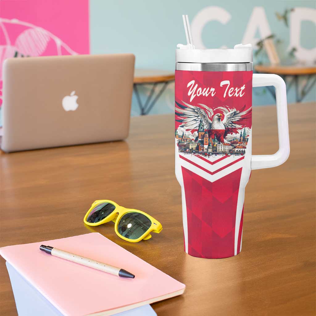 Personalized Poland White-Tailed Eagle Tumbler With Handle Poznan City Flag Style - Wonder Print Shop