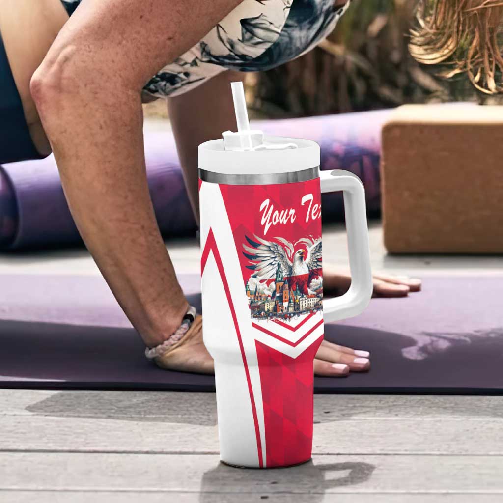 Personalized Poland White-Tailed Eagle Tumbler With Handle Poznan City Flag Style - Wonder Print Shop