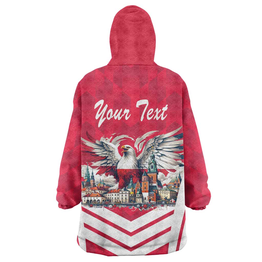 Personalized Poland White-Tailed Eagle Wearable Blanket Hoodie Poznan City Flag Style - Wonder Print Shop
