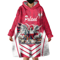 Personalized Poland White-Tailed Eagle Wearable Blanket Hoodie Poznan City Flag Style - Wonder Print Shop
